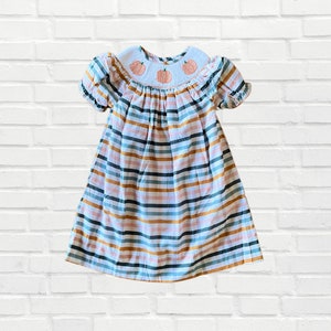 Plaid Pumpkin Smocked Bishop Dress