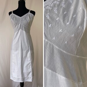 The MADDY Full Slip: 1950s White Cotton Slip with Adjustable Straps