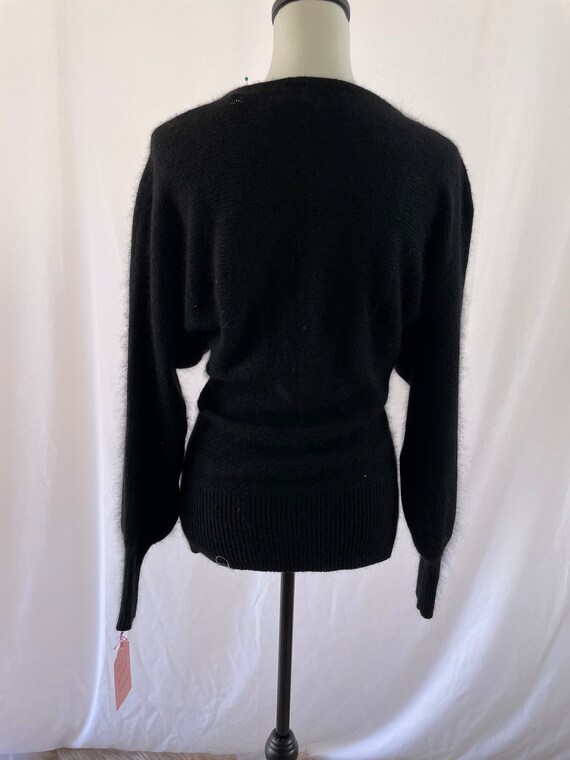 The KIM Sweater: 1980s Black Silk and Rabbit Fur … - image 3