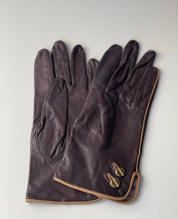 1970s Brown Leather Gloves by Anne Klein for Aris,