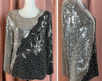 La camicetta BONNIE (taglia S): jeans anni '80 per Joseph Le Bon Top con perline e paillettes