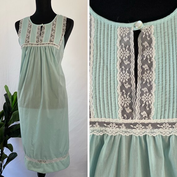 The RUTH Nightgown: 1970s Light Blue Nightgown by 