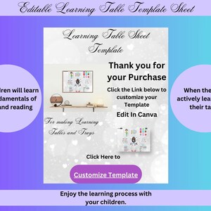 Learning Table: Editable Tabletop Learning Sheet Template You Edit ...