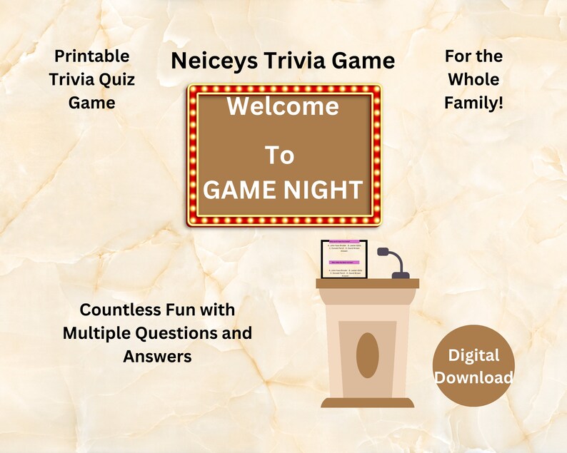 Trivia Game Welcome to Game Night for the Whole Family Printable ...