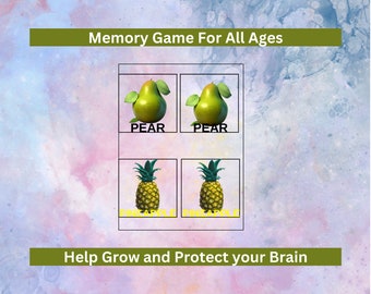 Juego de memoria de frutas y verduras, set 1. ¡Diversión sin límites para aprender a memorizar! Echa un vistazo a neiceypartyfavorcreations.square.site