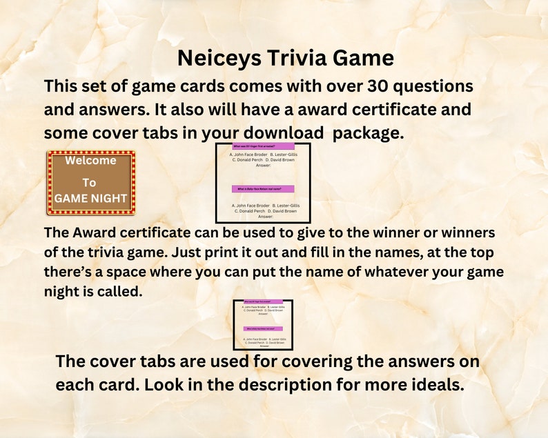 Trivia Game Welcome To Game Night For The Whole Family Printable 