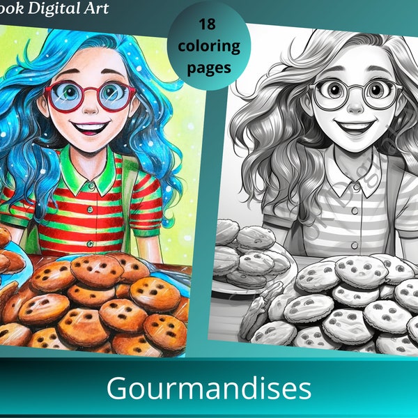 Gourmandises / 18 pages à colorier / Format PDF / Téléchargement instantané