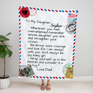 Cobertor personalizado para filha | Cobertor com letras personalizadas para presente de filha | Presente de Natal