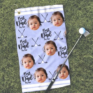 Custom Golf Towel – Personalized Golf Gift for Dad With Kids Photo, Dad gifts, Custom Father's Day Golf Gift, Golf Lover Gift, Gifts For Him