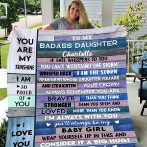 Personalized Daughter Blanket: Custom Name Fleece or Sherpa Throw