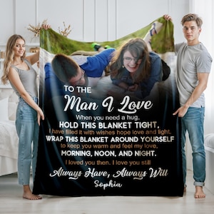 Manta con carta de amor personalizada, manta para marido, regalo para él