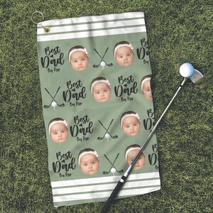 Aangepaste golfhanddoek – gepersonaliseerd golfcadeau voor vader met kinderfoto, cadeaus voor vader, op maat golfcadeau vaderdag, cadeau golfliefhebber, cadeaus voor hem afbeelding 3