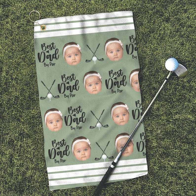 Aangepaste golfhanddoek – gepersonaliseerd golfcadeau voor vader met kinderfoto, cadeaus voor vader, op maat golfcadeau vaderdag, cadeau golfliefhebber, cadeaus voor hem afbeelding 3