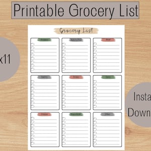 druckbare Einkaufsliste, Einkaufsliste, Einkaufsliste Vorlage