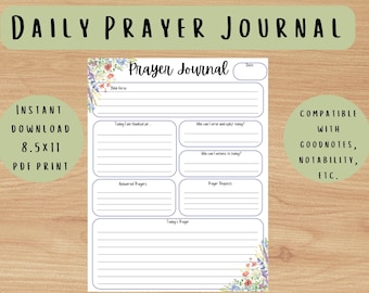 printable daily prayer journal, prayer journal, bible journal