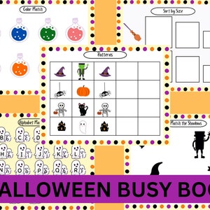 Halloween Busy Book for Toddlers, printable busy book, toddler activity pages