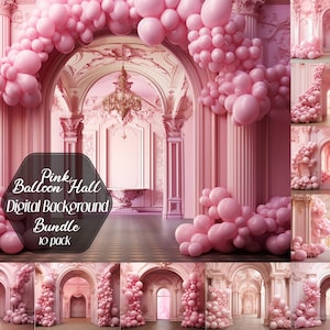 Fundo digital de arco de balão de parede rosa, cenário digital, fotografia digital de família maternidade, casamento, fotografia de estúdio, sobreposições