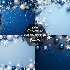 Fundo de produto flatlay de Natal, inverno azul de Natal, fotografia de maquete estilizada fotografia stock maquete plana, fundo digital