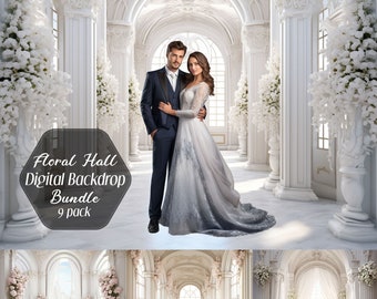 Habitación de mármol blanco, fondos digitales de arco floral, fondos de fotografía de retratos de bodas de maternidad, fondo digital, superposición de Photoshop 9x