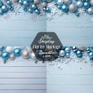 Fundo digital Flatlay Shiplap de Natal, maquete plana, fotografia de estilo de casamento, fundo do produto maquete de Natal azul 4x