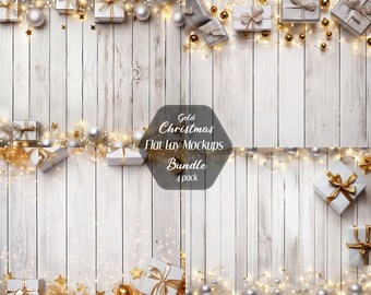 Christmas Flat Lay Mockup, Background Mockup Photography, Christmas Winter Digital Background, Scene Maker, Winter Image, 4 pack Bundle