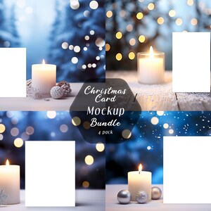 Christmas Card Mockup Bundle | 4 pack | Winter Card mockup | Blank Card | Winter Digital Background | Styled Card Mockup | Styled Scene