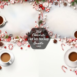 5 x Fundo de produto plano de Natal, fotografia de estoque com estilo de casamento de maquete, design de Natal, chocolate quente, download digital JPG