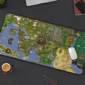 Runescape Mouse Pad, OSRS Playmat, Gaming Deskmat, Runescape Gift, Video Game Accessories Play Mat, XL Desk Mat World Map