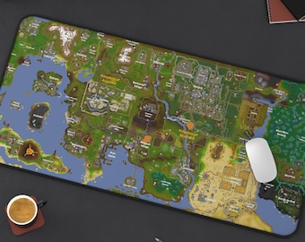 Runescape Mouse Pad, OSRS Playmat, Gaming Deskmat, Runescape Gift, Video Game Accessories Play Mat, XL Desk Mat World Map