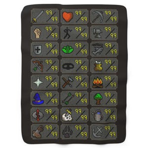 RuneScape Maxed Mastery Gamer Sherpa Blanket | Sailing OSRS, Max Cape Gift, Oldschool Runescape MMORPG, Video Game Blanket, Max Level LvL