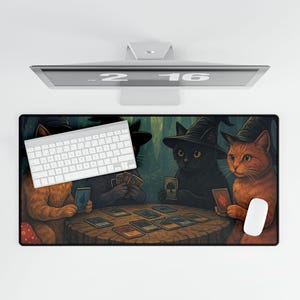 Cat Wizard Magic the Gathering, Standard Size MTG Playmat, MTG Gift, Cat Witch Deskmat, Gaming Deskmat, MTG Accessories Play Mat 24&quot; x 14&quot;
