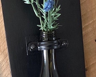 Mounted flower vase | Mounted Wooden Plaque | Flower Vase | Modern | Industrial Hardware | Hanging Bud Vase | Stem Vase