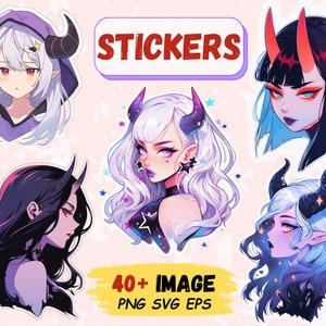 Defina Anime Demon Girl 40+ PNG, SVG, EPS, imagens únicas em fundo transparente, arquivos vetoriais para impressão digital.