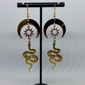 Stainless Steel Celestial Snake Earrings