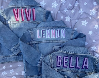 Personalized Baby Toddler Jean Jacket | Light or Dark Wash Denim Jacket Gift for Girls Boys Kids | Custom Embroidered Jean Jacket with Name