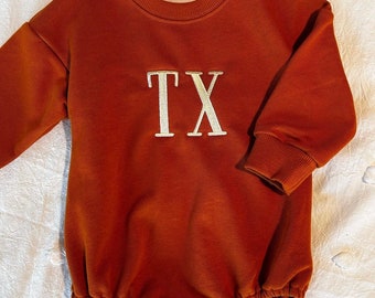 Texas Longhorns Embroidered Bubble Romper | TX Toddler Baby | UT Gameday | Hook Em Horns | University of Texas Austin | College Gameday