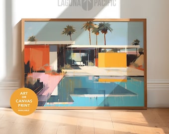 Palm Springs California Art Print | Retro Mid Century Modern Canvas | Vintage Mid Century Architecture Print | Palm Springs Modernism Art