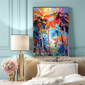Island Palm Trees Modern Art | Tropical Wall Art | Jungle Aesthetic | Jungle Flower Botanical Print | Botanical Art | Digital Download