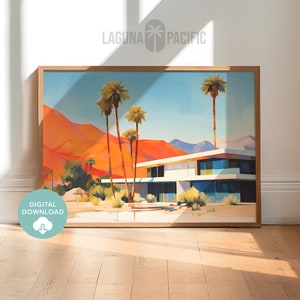 Palm Springs Architecture Art | Mid Century Modern Home | Vintage Mid Century Architecture Art | Palm Springs MCM Art | Digital Download