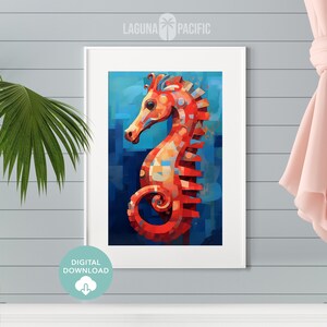 Elegant Seahorse Art | Vibrant Marine Life Artwork | Coastal Home Decor Great Gift for Sea Lovers | Instant Digital Download | Printable Art