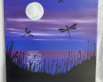 Libellen in de schemering Acryl schilderij