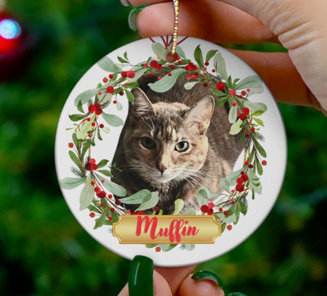 Personalized Pet Ornament, Custom Cat Christmas Ornament, Pet Memorial