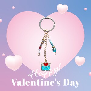 Love Keychain - Blue Letter | Heart & Love Letter Charms - Romantic and Personalized Gift - Valentine's Day