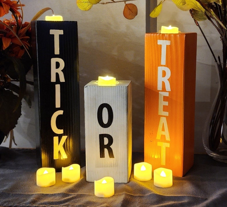 Rustic Wooden Candle Holders Set - Etsy