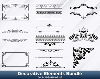 Ornaments SVG Bundle: Flourishes, Arrows, Borders (Digital Download)