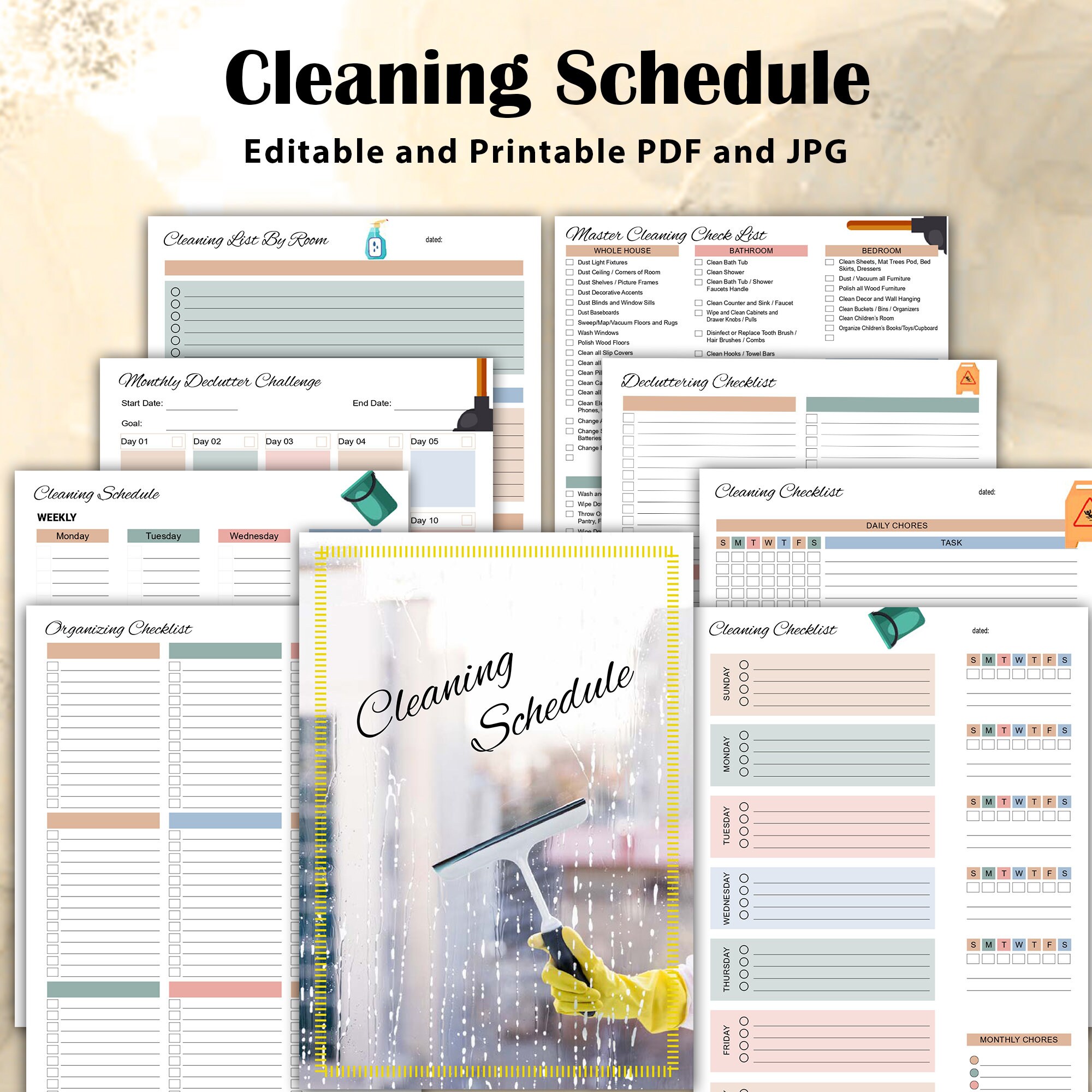 Ultimate Cleaning Schedule Bundle: Editable Printable Checklist (PDF ...