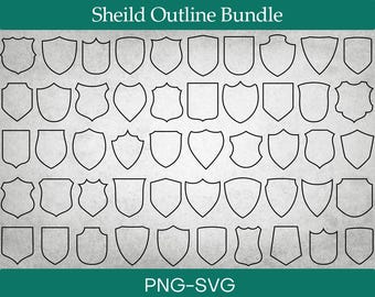 Outline Shield SVG Bundle: Protection Symbol, Security Badge (Digital Download)