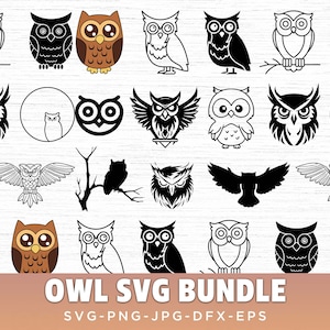 Owl SVG Bundle: Birds Silhouette Vector Graphics (Digital Download)