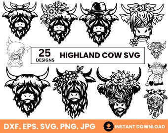 ハイランド牛の SVG バンドル、ハイランド牛の PNG、ハイランド牛の頭の SVG、牛の SVG、かわいい牛の SVG、牛の PNG、ハイランド牛の SVG、かわいい赤ちゃんハイランドの SVG