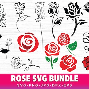 ROSE SVG Bundle, Rose Svg, Rose Clipart, Rose Cut File, Roses Svg, Rose Png, Flowers Svg, Rose Svg Bundle, Red Rose Svg, Rose Separate, BFCM